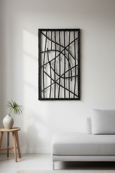 Bloomingville Jaime Wall Decoration – Black Bamboo, 110 × 150 cm