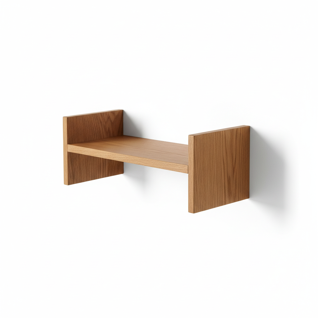 FDB Furniture B5 Borge Mogensen Shelf Solid Oak floating wall shelf in natural wood finish