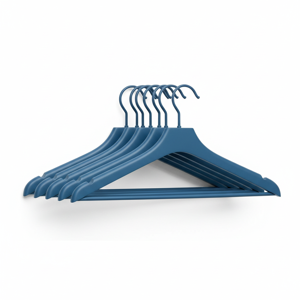 HAY Smooth Wide Coat Hangers Set of 4 Black in a stylish minimalist design for organizing clothing.